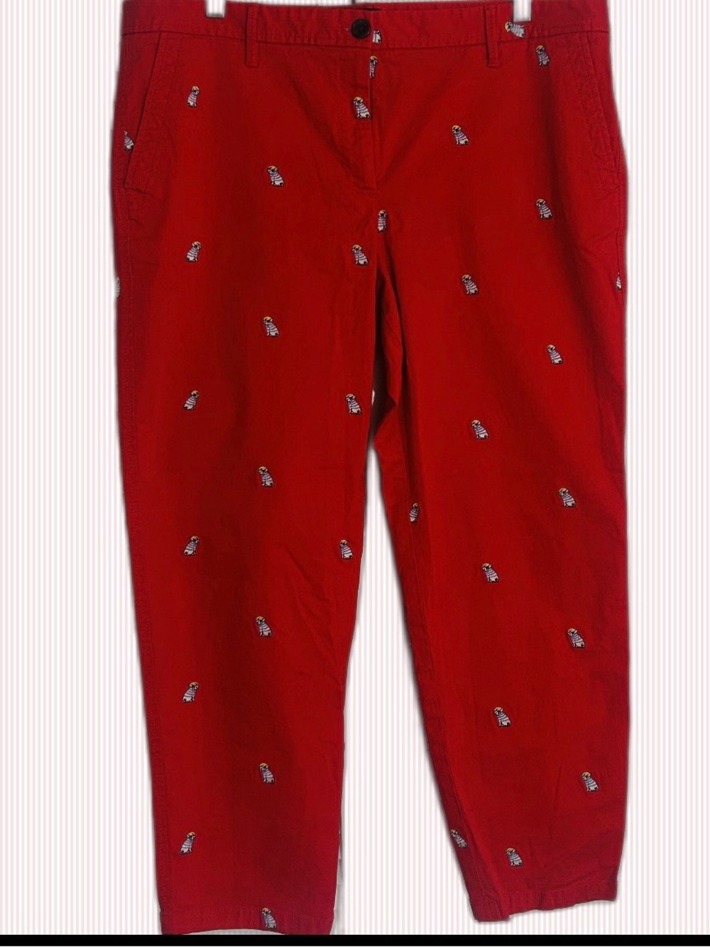 Talbots Red Frenchie Relaxed Chinos-Critter Edition!